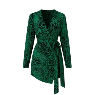 AX Paris - Minikleid für Damen, Wickel, Langärmlig (Grün)