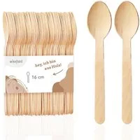 wisefood Einwegbesteck-Set Holz Löffel - 16 cm - 20er Packung (20-tlg), Holz