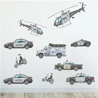 Sunnywall Wandtattoo Polizei Wandsticker Wandtattoo A4 (3 St), konturgeschnitten