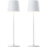Brilliant LED Tischleuchte Kaami - mobile LED Außen Akku Tischlampe 2er-Set, Dimmfunktion, mehrere Helligkeitsstufen, LED fest integriert, Warmweiß, 310 lm, Touchdimmer, USB, Akku, Outdoor, Indoor, Akkuleuchte 37cm hoch