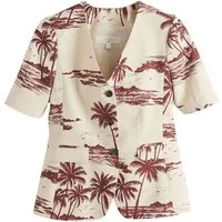 Next Jackenblazer Kurzärmeliger Blazer mit Palmen-Print (1-tlg)