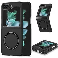 Wigento Handyhülle Für Samsung Galaxy Z Flip7 FE / Flip6 Magnet Magsafe Schutzhülle Black, MagSafe faltbare Schutzhülle