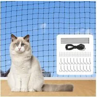 SURFOU Schutznetz für Katzen, Katzennetz für Balkon, Fenster & Terrasse, BxL: 3x4 m, Katzennetz mit Befestigungsseil, Nägel, Kabelbinder