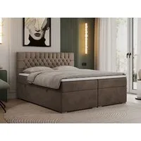 MKS MÖBEL Boxspringbett PERA (Set, Packung, H3-Matratze, Topper T25/Visco, T30-Schaum, gesteppte Kopfstütze), Doppelbett mit Multipocket-Matratzen, Polsterbett mit Kopfstütze