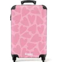 NoBoringSuitcases.com© Kinderkoffer Rosa Herzen Muster 55x35x20cm, Handgepäck-Koffer, Kinderkoffer, Reisekoffer Mädchen