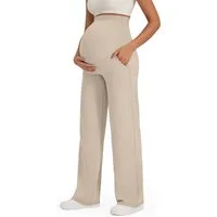 G4Free Umstandshose Damen Umstandshose Jogginghosen Slim Fit Yogahose Arbeitshosen Dehnbare Lounge-Hose mit weitem Bein und Taschen