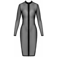 Noir Handmade Minikleid Transparentes halblanges Damen Dessous Kleid langarm aus Netzmaterial