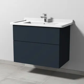 Sanipa 3way Waschtischunterbau zu Duravit Starck 3 Waschtisch mit 2 Auszügen, Marine-Matt SP7111R