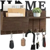 Refined Living Schlüsselbrett Schlüsselablage Wand, Mail Organizer für Wand, Key Rack Wand mit Haken, (Schlüsselhalter Wandmontiert, Schlüsselhaken, Rustikaler Landhaus-Schlüsselhaken mit 7 Haken, Ideal zur Aufbewahrung von Schlüsseln, Post, Taschen 