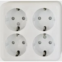 HEITECH Steckdose Schutzkontakt-Steckdose AP 4-fach Kontaktschutzbuchse AC 250 V / 16 A