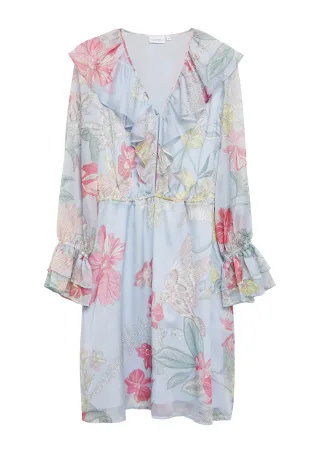 comma - Kleid blau/mehrfarbig - Gr. - 40