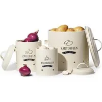 Zedelmaier Vorratsdose Aufbewahrung Kartoffeln Set für Kartoffeln,Zwiebeln,Knoblauch Metall, (TDYC-SET), Zwiebeltopf Kartoffeltopf Knoblauchtopf,Runde Form