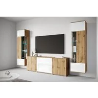 OTTO home Wohnwand KENIA, (Komplett-Set, 3-St), Vitrinen mit Eckverglasung, hängend und stehend montierbar