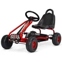 COSTWAY Go-Kart, Tretauto, Tretfahrzeug, Kinderfahrzeug, ab 3 Jahren