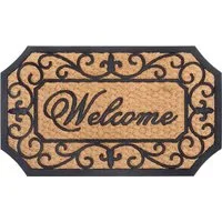 HANSE Home Fußmatte Gummi-Kokos Braided Classic Welcome Ornament, Türmatte, rechteckig, Höhe: 8 mm, Kokos, Gummi, Schmutzfangmatte, Outdoor, Rutschfest, Innen, Kokosmatte