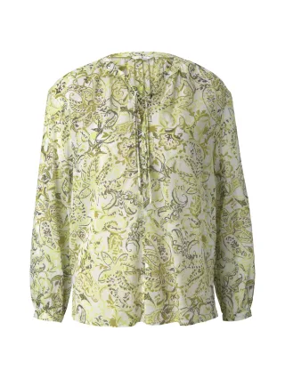 Tom Tailor - Gemusterte Bluse mit Bindedetail green paisley design - Gr. - 38