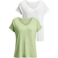 Beachtime by Lascana V-Shirt mit fixiertem Ärmelumschlag aus luftiger Viskose-Qualität