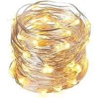 Fachhandel Plus LED-Lichterkette Micro LED Draht Lichterkette mit 100 LEDs Timer Batterie Indoor, für Weihnachtsdekoration