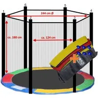 walexo Gartentrampolin Trampolin Randabdeckung mit Sicherheitsnetz für 6 Stangen, Ø 244 cm