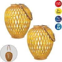 näve LED Solarleuchte 2er Set Korb- / Solardekoleuchte "CESTO", LED fest integriert, Warmweiß, Inkl. Dämmerungssensor