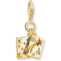 THOMAS SABO Charm-Einhänger Brief-Design vergoldet, mit Zirkonia (synth)