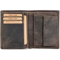 Benthill Geldbörse Herren Echt Leder Portemonnaie RFID Männer Portmonee Slim Hochformat, RFID-Schutz Kartenfächer Münzfach