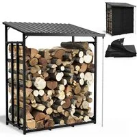 Onbest Kaminholzregal Metall mit Regenrinne und Regenkette, BxTxH:185x70x185 cm, 150g Schutzplane, 1,56 m³