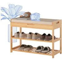 FLEXISPOT Schuhbank FLEXISPOT Schuhbank aus Bambus mit 200 kg Tragkraft (Schuhregal mit 2 Ebenen, Schuhhocker mit Sitzfläche & Ablage, platzsparend für Eingangsbereich), stabil & langlebig