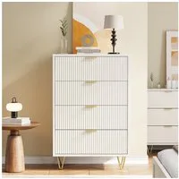 Simurq Kommode Schrank für das Schlafzimmer/Wohnzimmer, modernes Design mit Füßen (4 Schubladen), 60x34x91cm