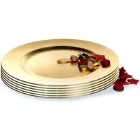 BigDean Dekotablett 6x Platzteller Dekoteller Unterteller Antik-Gold 33cm Kunststoff (Set, 6 St., Goldene Dekoteller), Platzteller in Kunststoff, Gold, Hochzeit, Event & Weihnachten
