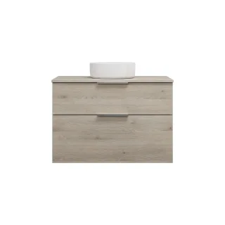 Burgbad Keramik Waschtisch-Set Eqio Eiche Dekor Flanelle/Alpinweiss, SGUM090F2632C0001 SGUM090F2632C0001
