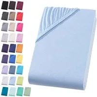 Visaggio Spannbettlaken Jersey aus 100% Baumwolle Spannbetttuch Bettlaken, Jersey, Gummizug: rundum, Spannbettlaken, für Matratzenhöhen bis 22 cm, Steghöhe 30 cm