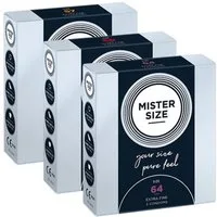 MISTER SIZE XXL-Kondome Probierpack XL (57mm, 60mm, 64mm) 3 Größen zum Testen, Packung mit 3 x 3 Kondomen, ingesamt, 9 St., Maßkondome, vegan, extra dünn & extra fein, das passende Kondom in Ihrer Größe