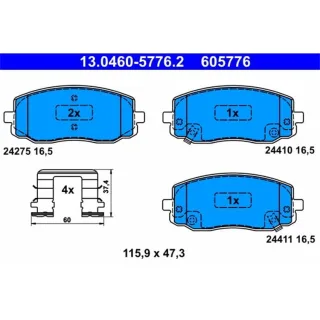 ATE Bremsbel?ge vorne Hyundai I10 I20 Kia Picanto