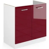 Vicco Unterschrank R-Line, Rot Hochglanz/Weiß, 80 cm ohne Arbeitsplatte (1-St)