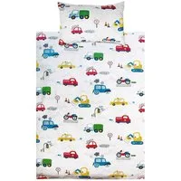 KEAYOO Babybettwäsche CAR/ZOO, Baumwolle, 2 teilig, Autos Muster 100% Baumwolle mit Reißverschluss