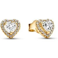 Pandora Paar Ohrstecker PANDORA Damen Ohrstecker Herz mit Zirkonia, IP Gold