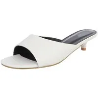 Ital-Design Damen Mules mit Blockabsatz und offener Spitze Pantolette (91849315) Pfennig-/Stilettoabsatz Pantoletten in Weiß