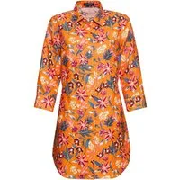 Highmoor Hemdbluse Lange Leinenbluse mit Blumenmuster