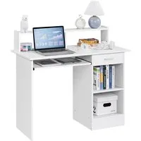 Yaheetech Schreibtisch Computertisch Laptoptisch, Bürotisch mit Schublade & Verstellbarem Ablagefach