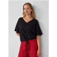 s.Oliver Kurzarmbluse Bluse Verkürzte Leinenmix-Bluse im Relaxed Fit