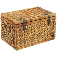 Kobolo Truhe Korbtruhe Sitztruhe - Rattan - lacak braun - mit Staufach