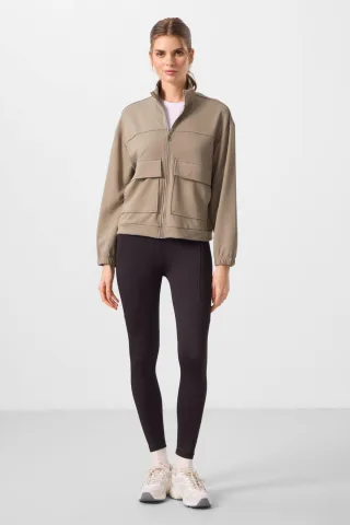 Übergroßer Cropped Stricktop mit Reißverschluss am Hals