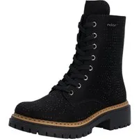 Rieker Schnürboots Schnürstiefelette, Blockabsatz, mit Glitzersteinchen verziert