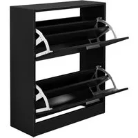 en.casa Schuhschrank »Wavre« Schuhkipper mit 2 Klappen 62x24x81cm schwarz