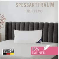 SPESSARTTRAUM Federkissen FIRST CLASS, Kopfkissen 1-tlg. oder 2-tlg. 40x80 oder 80x80 cm, Füllung: 85% Federn, 15% Daunen, Bezug: 100% Baumwolle, hergestellt in Deutschland, allergikerfreundlich, im Set günstiger