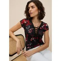 Laura Scott T-Shirt figurbetont, tiefer V-Ausschnitt, elastisches Material