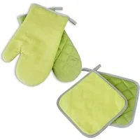 Delindo Lifestyle Topfhandschuhe Ofenhandschuhe, Topflappen, (4er Sparset, 4-tlg., bestehend aus 2x Ofenhandschuh + 2x Topflappen), Hitzebeständig bis 250 °C für maximal 15 Sekunden