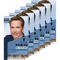 Schwarzkopf Haarfarbe MEN RE-NATURE Naturton Medium Mittelblond bis Mittelbraun 6 x 145ml, Vorrats-Set, 6-tlg., Stellt ohne Haare färben die Naturhaarfarbe wieder her
