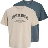 Jack & Jones T-Shirt JJEDENVER LOGO TEE SS O-NECK 2PK MP (Packung, 2-tlg) aus Baumwolle, in Jersey-Qualität, gerade Passform, pflegeleicht
